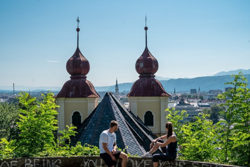 Panorama Blick vom Kreuzbergl aus über ganz Klagenfurt